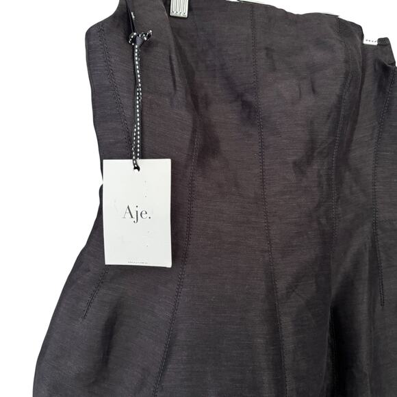 Aje Baret Strapless Linen-Blend Mini Dress Black AU 10 US 6 NWT - Picture 4 of 10